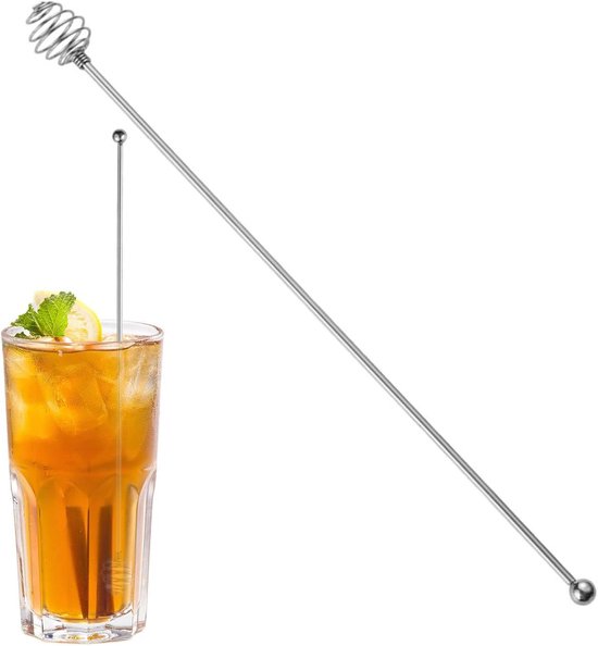 Roerstokjes Roestvrij Staal - Mixstaafjes Barbenodigdheden - Dranken Mengen - Ergonomisch Ontwerp - 24 cm - Meerkleurig van Merkloos