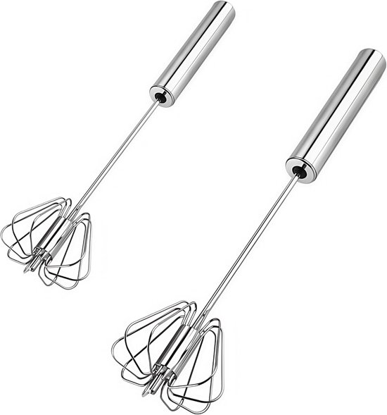 Roestvrij staal ei Blender - Hand Push Rotary Blender - Gebruikt voor het mengen, roeren, kloppen en roeren -10 + 12 inch