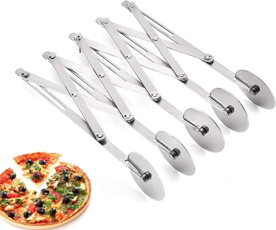 Roestvrij Staal Gebak Cutter - Uitbreidbare Pizza Slicer - Verstelbare Bakken Cutter RollerCookie Deeg Divider van Merkloos