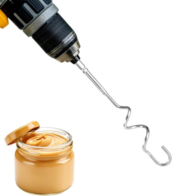 Roestvrij Staal Opzetstuk - Pindakaasmixer Garde - Snel Mixen - Universele Pasvorm - 24cm Lengte - Zilver van Merkloos