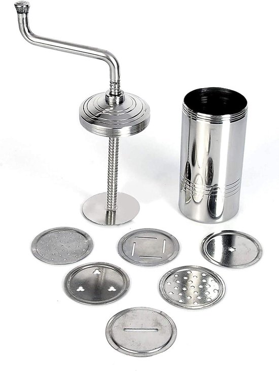 Roestvrij Staal Pastamaker - Sev Maker - Thuis Snacks Maken - 6 Verwisselbare Schijven - 454 g - Brons
