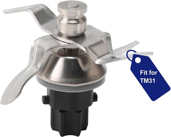 roestvrij staal voor Thermomix TM31 met afdichtring, ontwerp met 4 messen | Reservemes voor TM31, deegmes en kneedhaken, vaatwasmachinebestendig, voor deeg, noten, vlees