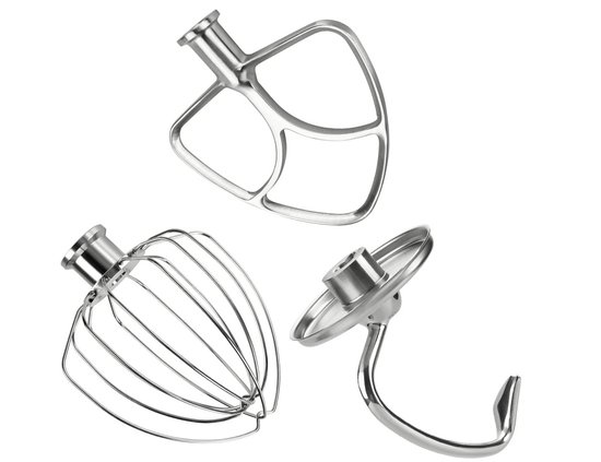 Roestvrijstalen Accessoireset geschikt voor KitchenAid 4.3L & 4.7L / 4.8L Tilt-Head Keukenmachine - 3-Delige Set met Garde, Platte Mixer en Deeghaak - Premium RVS Vervangingsonderdelen - Vaatwasmachinebestendig