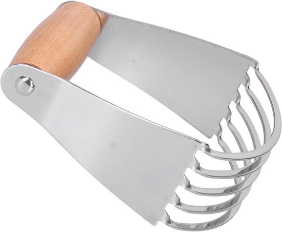 Roestvrijstalen Deegblender - Gebaksnijder Mixer - Bakken Ingrediënten Mengen - 5 Scherpe Messen - 116 g - Houtkleur