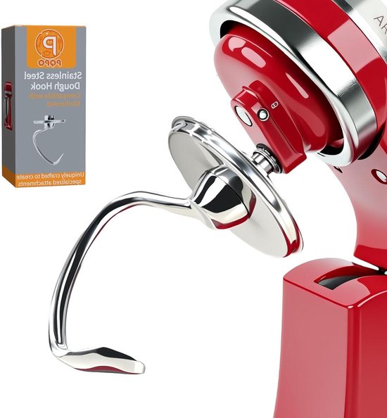 Roestvrijstalen deeghaak - Mixer accessoire - Deeg mengen - Voor kantelkop mixers - 45-5 kwart - Zilver