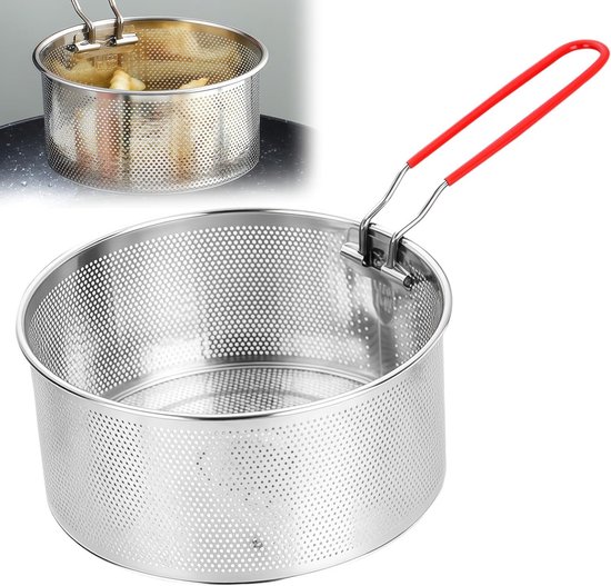 Roestvrijstalen Frituurmand met Lange Handgreep, Ideaal voor Frituren, Koken en Bakken, Keuken Accessoire voor Eten en Snacks van Merkloos