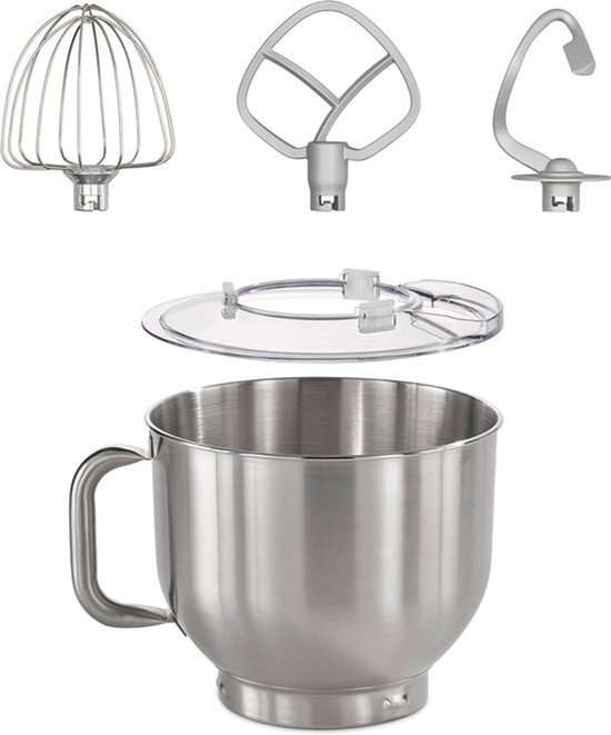 Roestvrijstalen Kom - Keukenmachine Kom - Bakken en Mixen - Met Handvat - 6 Liter - Zwart