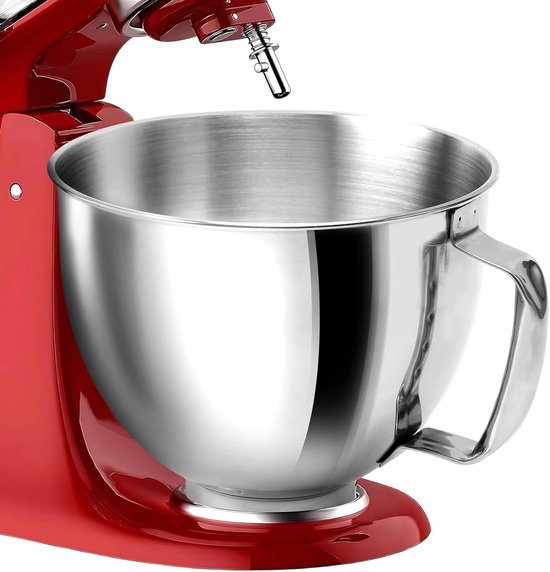 Roestvrijstalen kom voor KitchenAid blender met kantelbare kop van 4,5 tot 5 liter, met handvat, vervanging met KitchenAid mengkom, vaatwasmachinebestendig