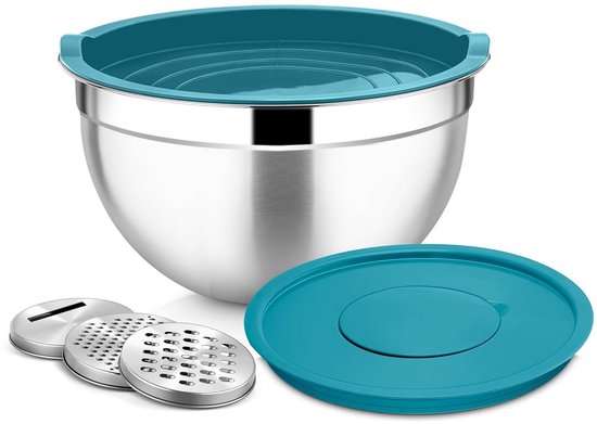 Roestvrijstalen Kommenset met Rasp- en Snijopzetstukken van Tefal