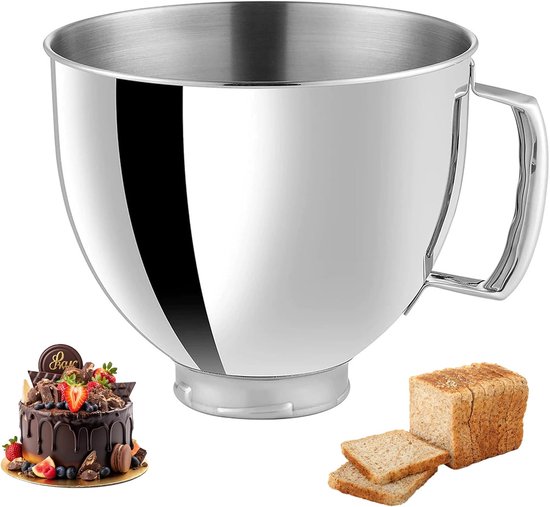 Roestvrijstalen Mengkom 4.5L voor Mixer - Universele Keukenaccessoire Mixerkom van MasterChef