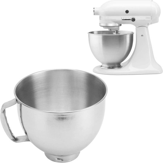 Roestvrijstalen Mengkom met Handvat voor KitchenAid Cassic 4.5Q & Artisan 5QT - Vervanging van Mixeraccessoires - Vaatwasmachinebestendig . van Merkloos