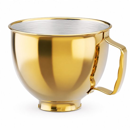 Roestvrijstalen Mengkom voor KitchenAid 4.3, 4.7/4.8L Tilt-Head Stand Mixers Artisan & Classic Series van MMOBIEL - 4.8L Kom RVS met Handvat – Vaatwasmachinebestendig – Goud