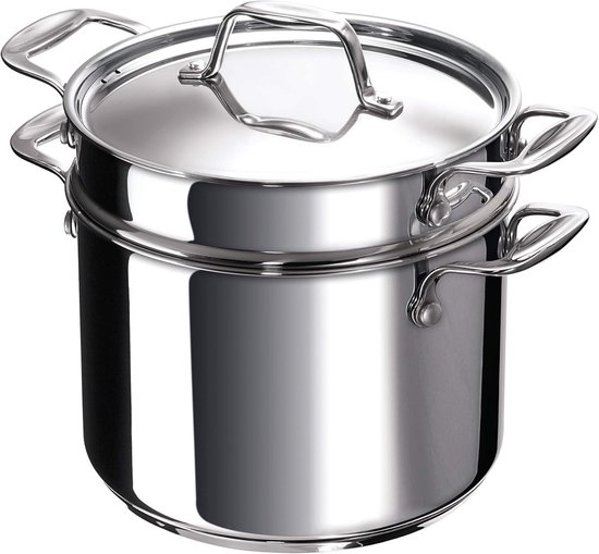 Roestvrijstalen Pastafun 24 cm - Grote Pasta Pan met Deksel voor Alles Koken van Merkloos