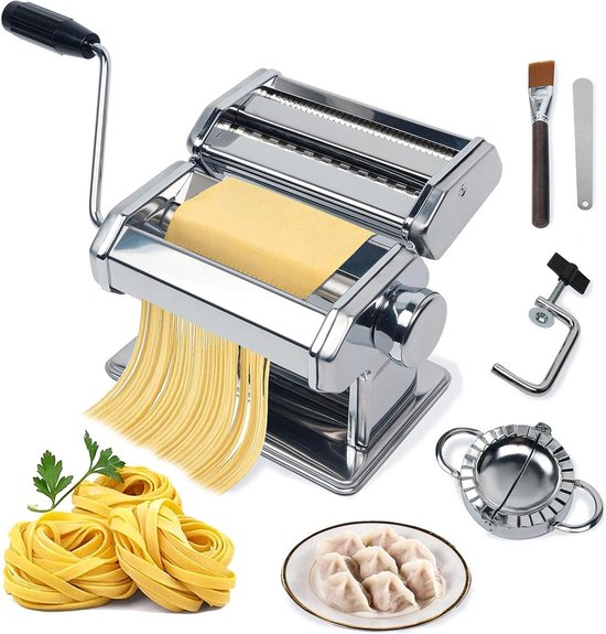 Roestvrijstalen pastamaker - eenvoudige reiniging - spaghetti noedels - handmatig gebruik - deegsnijder - houten handvat van Merkloos