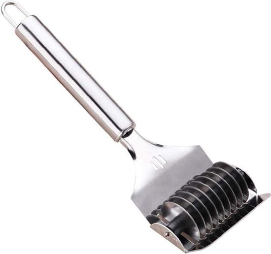 Roestvrijstalen Pastamaker - Handmatige Deegsnijder - Verse Pasta Maken - Corrosiebestendig Materiaal - 21.5 cm Lengte - Zilverkleurig