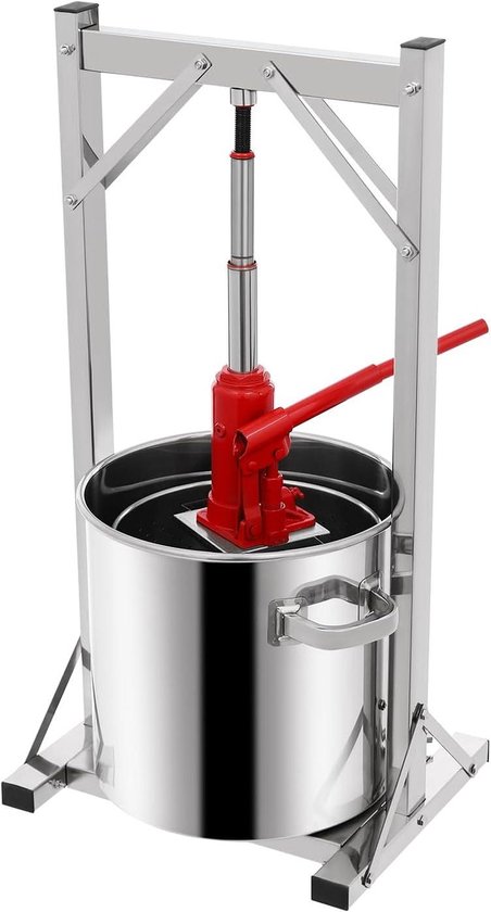 Roestvrijstalen Pers - Handmatige Fruitpers - Sap Maken - Hydraulische Krik - 22 Liter - Zilver