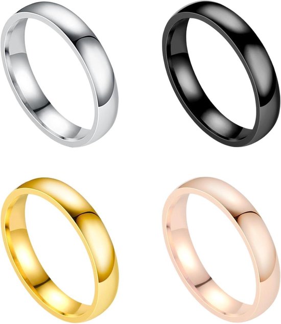 Roestvrijstalen ringen - paar zilveren herenringen damesringen - 4 stuks . van U7