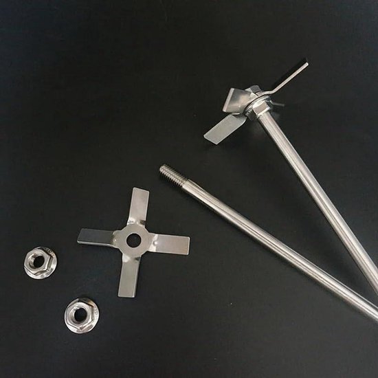 Roestvrijstalen Roerders - Laboratorium Mengstaven - Efficiënt Mengen - Vier Bladen 30/45 Graden - 8cm Blad - Zilver