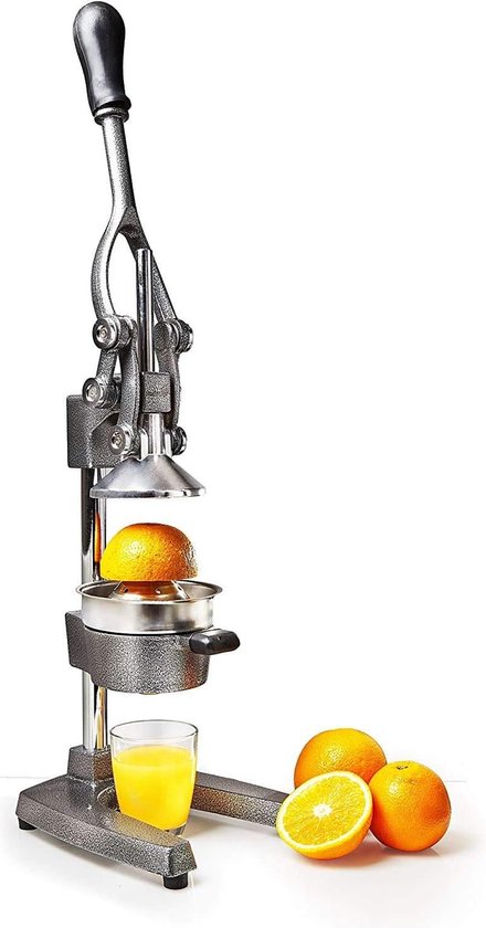 Roestvrijstalen Sapcentrifuge - Handmatige Sinaasappelpers - Vaatwasmachinebestendige Citruspers - Robuuste Vruchtensapcentrifuge - 65 kg Gewicht [Zilver/Grijs] citruspers