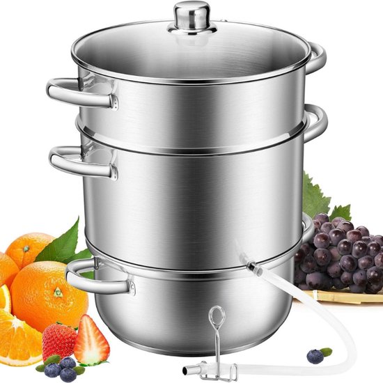 Roestvrijstalen Stoompers Voor Fruit En Groenten - Sapcentrifuge 9L - Met Deksel Van Gehard Glas - Geschikt Voor Inductie van Fruits Garden