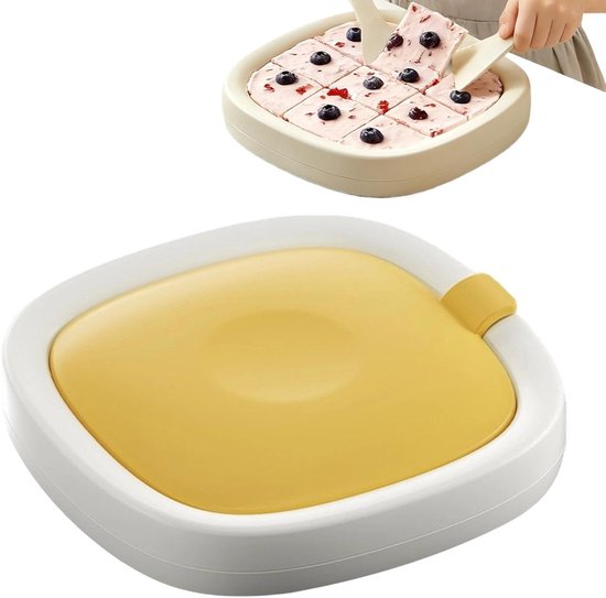 Rolde ijsmachine - Dessert maker - Zelf ijs maken - Geen elektriciteit nodig - 22.7 x 22.7 cm - Geel