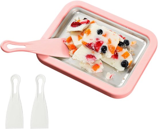 Rolde ijsmachine - Yoghurt rollade set - Zelf ijs maken - Inclusief 2 spatels van Merkloos