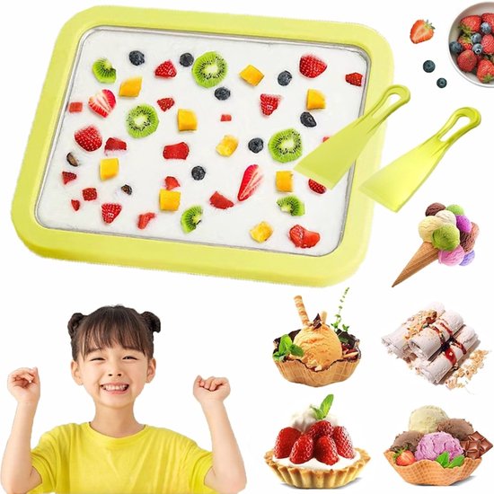 Rolled Ice Cream Maker - Zelf IJs Maken - TENZHVXI® - Inclusief accessoires, maakt sorbet en bevroren yoghurt - 22,5 x 17,5 cm - Groen