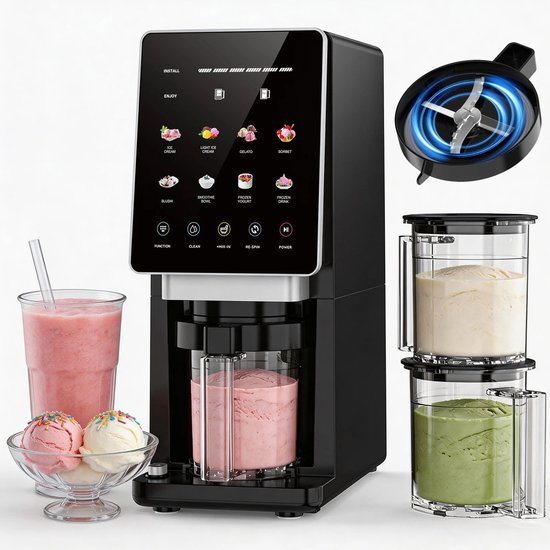 Rolu 10-in-1 IJsmachine – Mix-in Functie – 800 W – 473 ML Bekerinhoud – 10 Programma’s – Vaatwasserbestendig