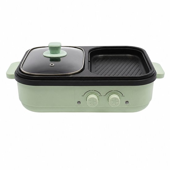 Rolu Hotpot – Hotpot Electrisch – Hotpot Pan – 1300W – Dubbele Temperaturregeling – 1 Tot 3 Personen - 34 × 22 × 13 cm - Tafelmodel