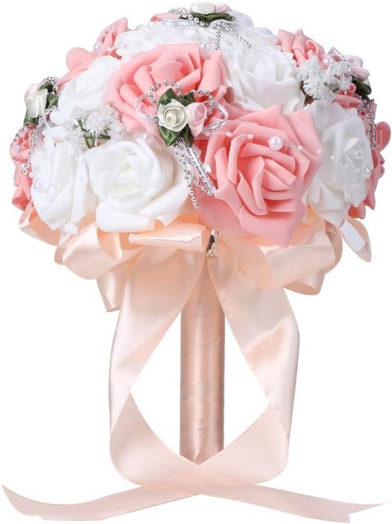 Romantische Kunstbloemen Bruidsboeket voor Trouwen, Bruidsmeisjesboeket en Decoratie in Roze Tinten