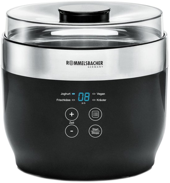 Rommelsbacher Yoghurtmaker en Roomkaasmaker JG 80 - 4 programma’s - Met 4 keramische potjes & 2 glazen containers - Voor yoghurt, roomkaas, kruidenextracten & vegan yoghurt - RVS van Rommelsbacher