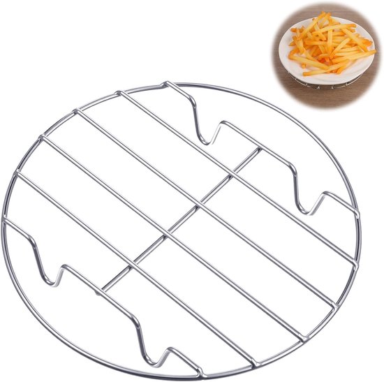 Rond stoomrek van roestvrij staal, 7 inch, ideaal voor stomen, bakken en koken in een snelkookpan of airfryer van Merkloos