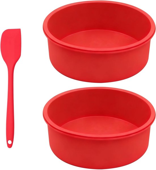 Ronde 16 cm Silikon Cakevormen - 2 Stuks, Niet Plakkerig, Ideaal voor Taarten, Brood en Gebak in de Airfryer van Merkloos