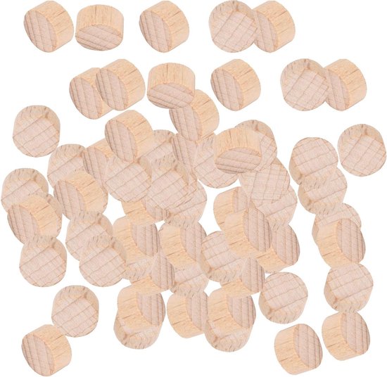 Ronde Houten Schijfjes 100 Stuks in 3 Zakjes - Onbehandelde Beuken Houtschijfjes voor DIY Projecten, Knutselen en Decoratie van Merkloos