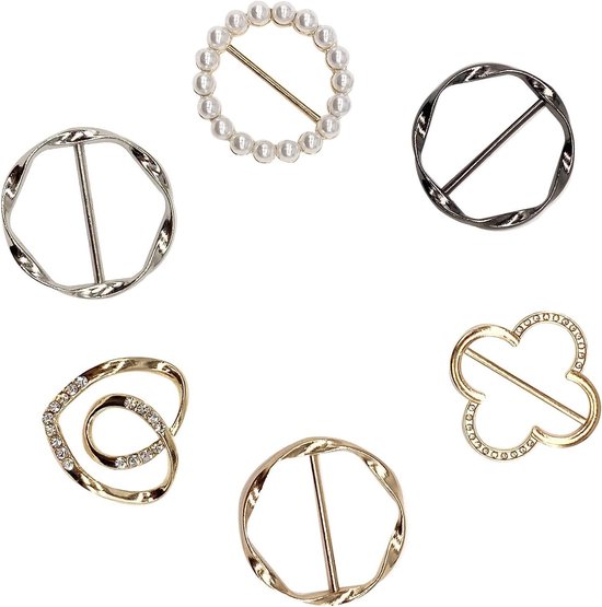 Ronde metalen sjaalring en shirtclip voor dames - Sjaalaccessoire, broche en riemgesp voor zijde sjaals en hem knopen van Merkloos