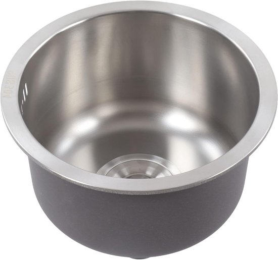 Ronde RVS Keukensink met Diepe Capaciteit, Dubbele Montage en Inclusief Accessoires voor Camper en Toiletgebruik van Merkloos