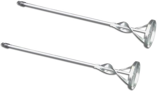 Rondemixer Set - Verfroerder Garde - Materiaal Mengen - Verzinkt Spiraalkop - 80x400 mm - Zilverkleurig van Merkloos