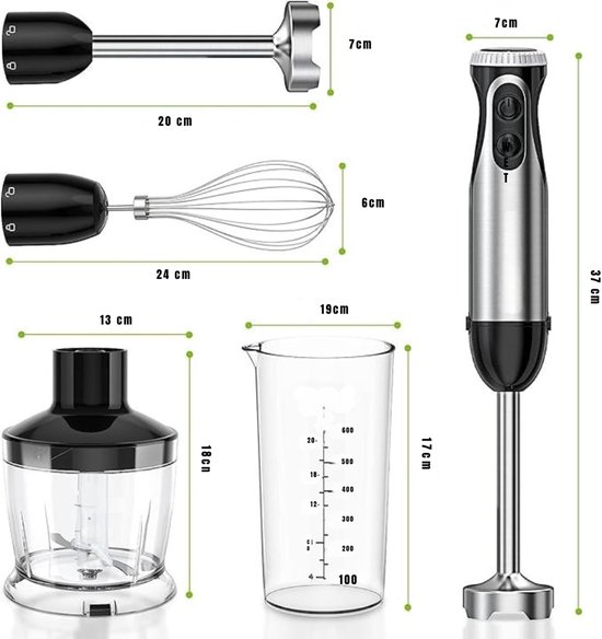 RONN® Mixer staafmixer - Mixer - Mixer handmixer - Zwart/Zilver - 10cm x 10cm x 37cm van Merkloos