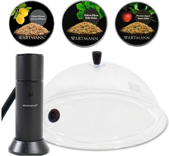 Rookpistool Deluxe Set - Smoking Gun - Stolp - 3 Smaken Rookmot - Koud Roken - Foodsmoker - Cold Smoke - Rookapparaat - Eik, Appel en Citroen - Mat Zwart van Soprano ijs & grill 