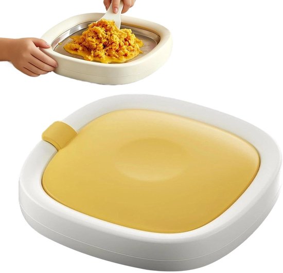 Roomijs Bereider - Roller Machine - Desserts Maken - Stroomloos - 22.7 x 22.7 x 4.3 cm - Geel
