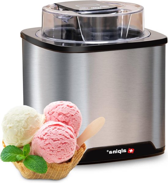 Roomijs Frozen Yoghurt Sorbet Maker - 2L Capaciteit - Met Zelfuitschakeling - RVS - Zilver van Merkloos