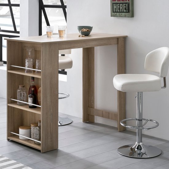 Rootz Bartafel - Sonoma - Houten keukentafel met geïntegreerde plank - 120x107,5x60cm van Rootz