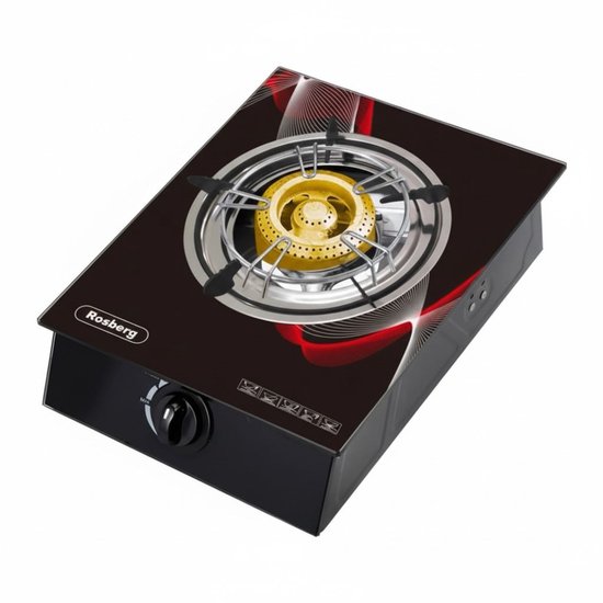 Rosberg - Gaskookplaat – Enkelpit (1-Pit) – Camping Kooktoestel - Draagbaar Gasfornuis - RVS - Zwart van Rosberg