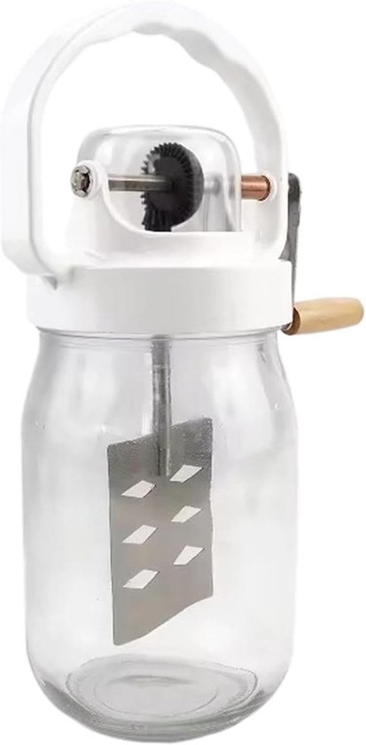 Roterende Boterkarner - Keukenmixer Deegroerder - Zelfgemaakte Producten Maken - Geurvrije Glazen Container - 1500 ml Capaciteit - Transparant