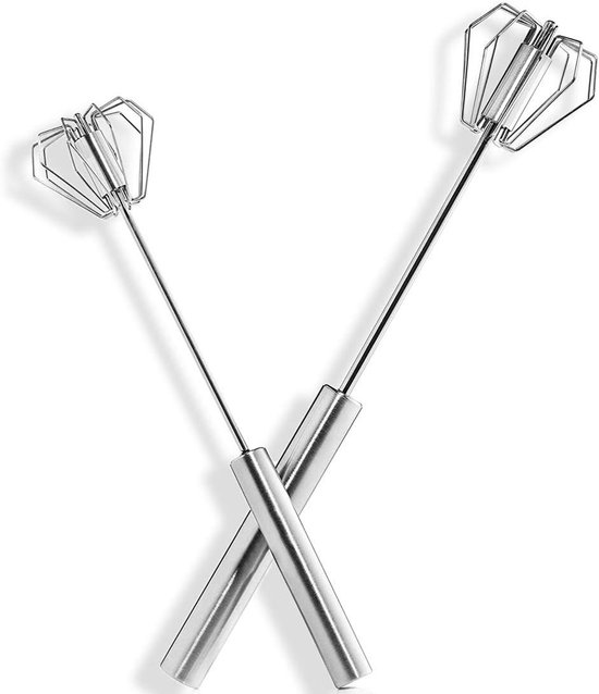 Roterende Gardes - Zilver - 30 cm en 25 cm - Roestvrijstalen Handpersmixer - Voor Koffiedranken en Milkshakes