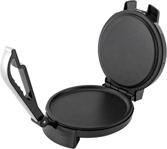 Roti Maker - Chapati Maker - Platbrood Bakken - Dubbelzijdige Verwarming - 1200 Watt - Zwart Zilver