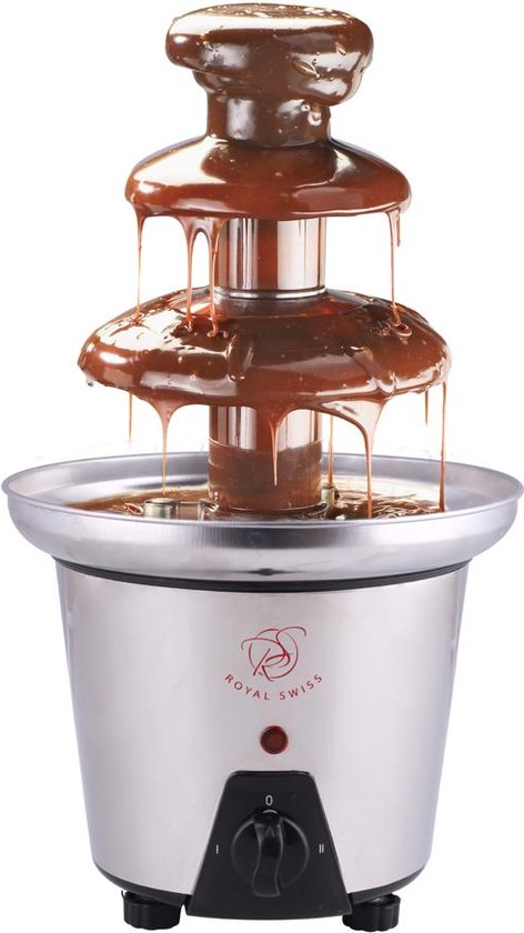 Royal Swiss® Chocoladefontein 3 Laags – RVS Chocolade Fountain – Elektrische Chocoladesmelter 90W – Warmhoudfunctie – Feest/Fondue/Dessert Machine