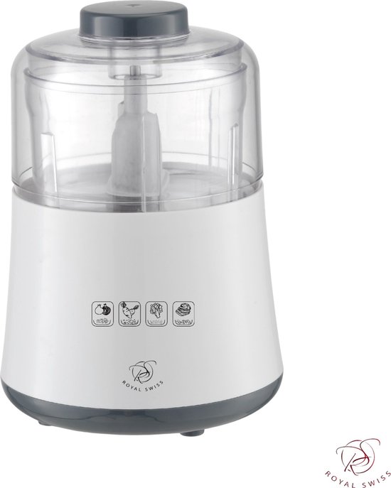 Royal Swiss® Elektrische Hakmolen 0,5L - Mini Chopper - Uienhakker - Keukenhakker - 500W - Voor Groenten, Knoflook, Noten & Vlees