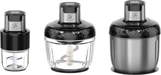 Royal Swiss® Hakmolen – 400W – 2,5L RVS & Glas – 2 Snelheden – Krachtige Food Chopper – Oververhittingsbeveiliging