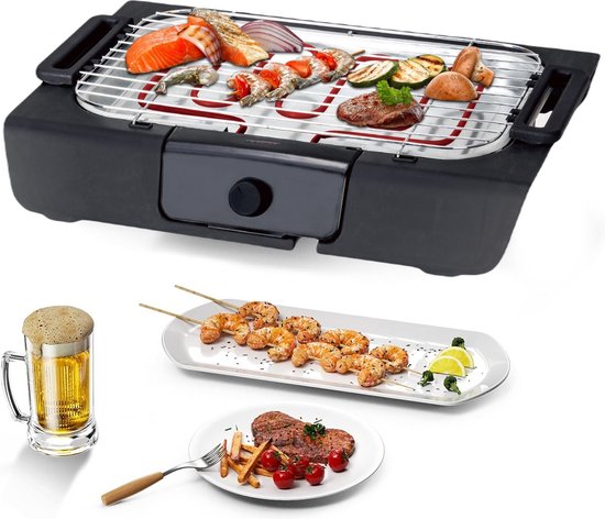 Royalty Line® BGT2000 Elektrische BBQ - 2000W Tafelbarbecue - 38 x 28 cm - Elektrische Grill - Indoor BBQ - Tafel Barbecue - Zwart van Royalty Line